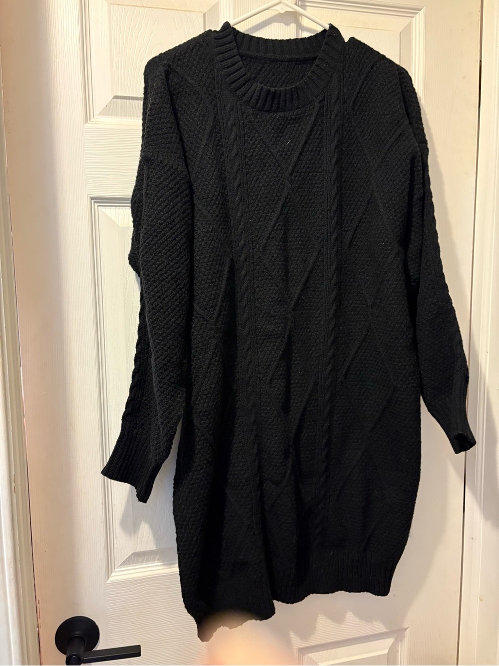 Navy blue Cable-Knit Crewneck Sweater Dress - Women's